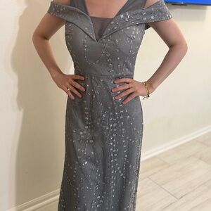 Elegant Gray Off-Shoulder Dress